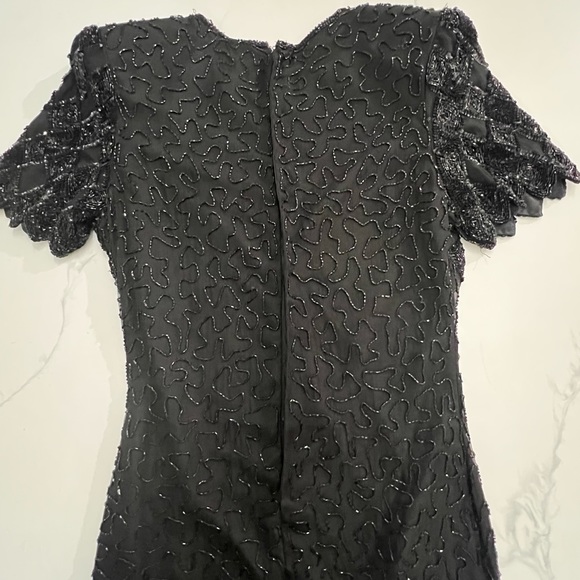 Vintage Laurence Kazar Womens Beaded Cocktail Dress Black Lined size small - Picture 5 of 12